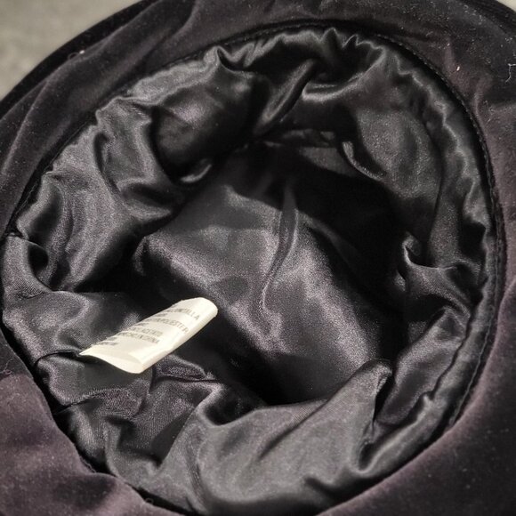 Elegant Vintage (20's, 40's?) Ladies 100% Polyester Velvet Slate Grey Bucket Hat - Picture 3 of 5